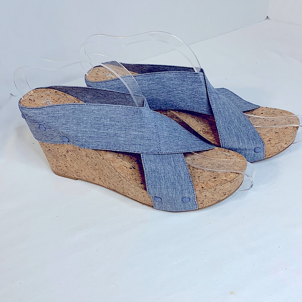 Women Cork Sandal Michelle D Denim Platform Shoes Size 11